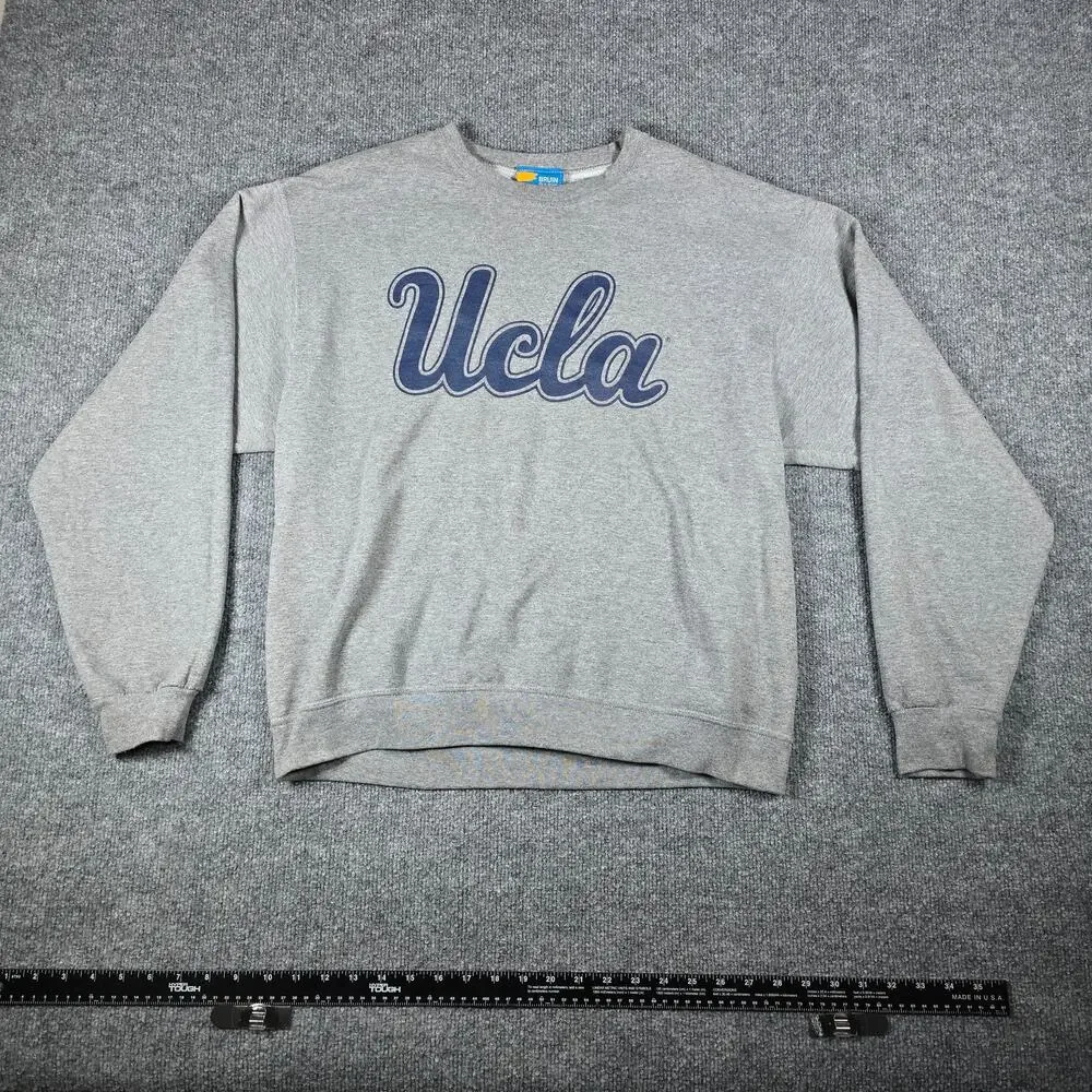 UCLA Bruin Basic Threads Men's Crew Neck Sweater - Script Print - Gray - Large - Picture 4 of 16
